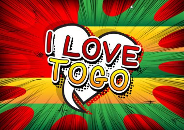 Ben aşk Togo - çizgi roman tarzı metin.