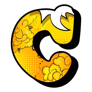 C harfi ile çizgi roman arka plan dolu.