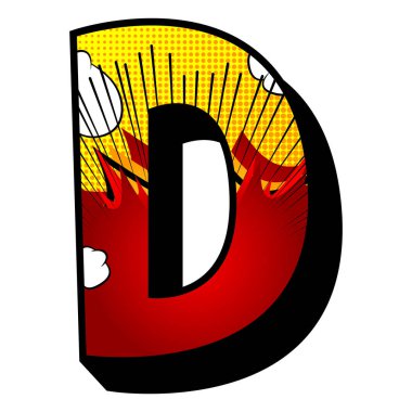 D harfi çizgi roman arka plan ile dolu.
