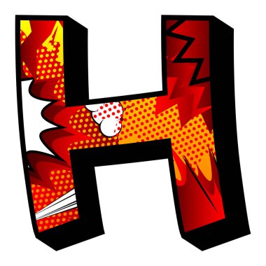 H harfi ile çizgi roman arka plan dolu.