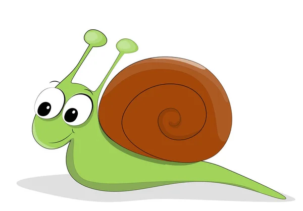 Vector illustrated cute snail with big eyes. — Stock Vector