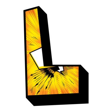 L harfi ile çizgi roman arka plan dolu.