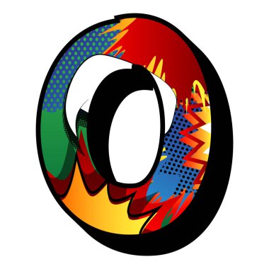 O harfi çizgi roman patlama ile arka plan dolu.