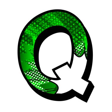 Harf Q çizgi roman arka plan ile dolu.