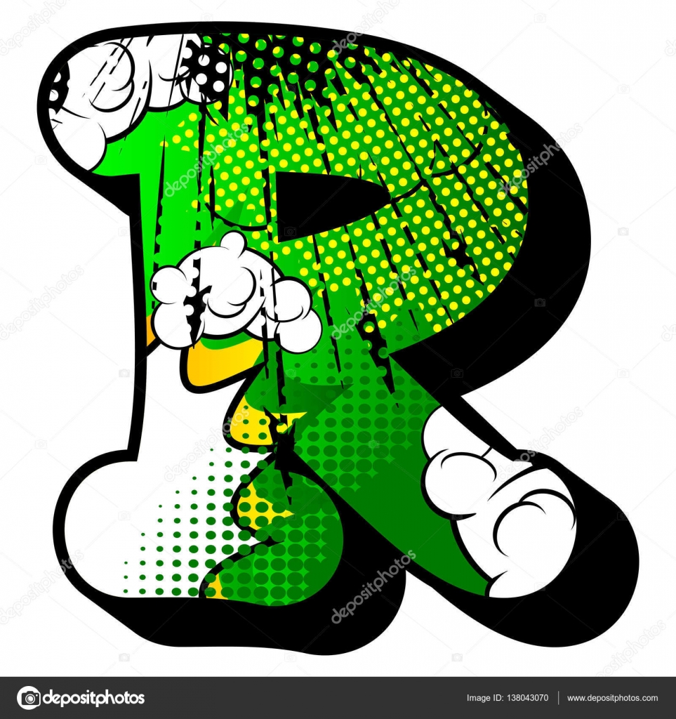Letter R filled with comic book background. — Stock Vector © NoraVector