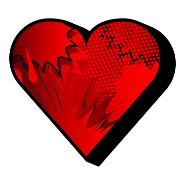 Çizgi roman patlama ile arka plan dolu kalp.