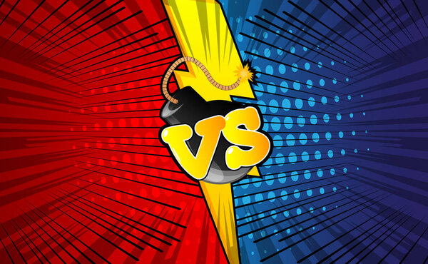 Vector background with versus letters in pop art style.