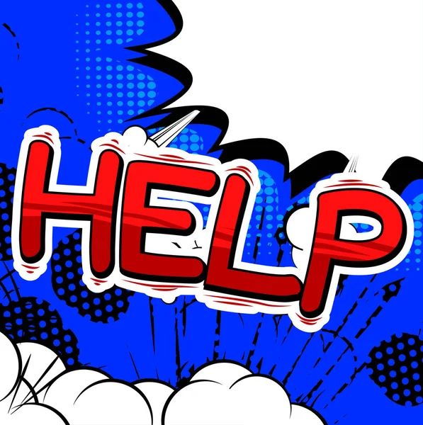 Pomoc - komiks stylu tekstu. — Wektor stockowy
