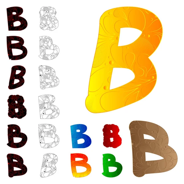 Set di lettere B, riempito con elementi floreali . — Vettoriale Stock