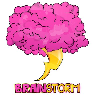 Karikatür tarzı beyin fırtınası simgesi tasarım