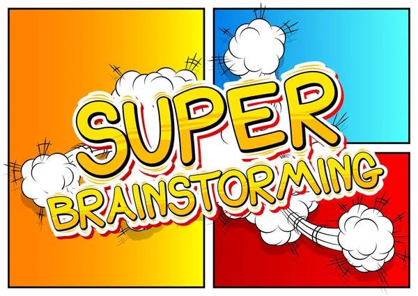 Super Brainstorming - ein Wort im Comic-Stil. — Stockvektor