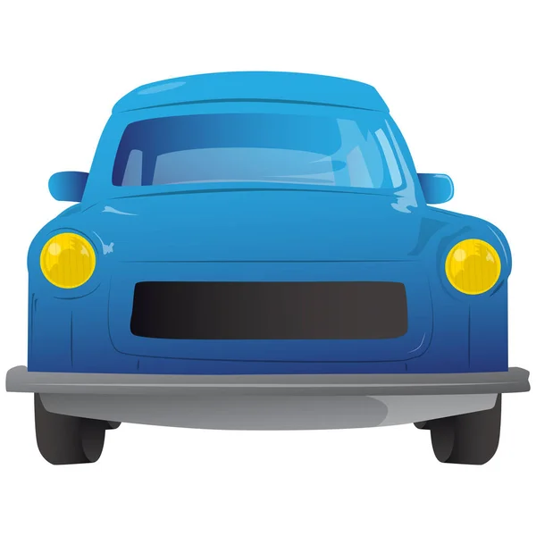 Cartoon 90s European car  front view. — Stock Vector