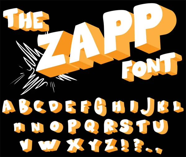 La fuente de Zapp - alfabeto estilo de dibujos animados . — Vector de stock