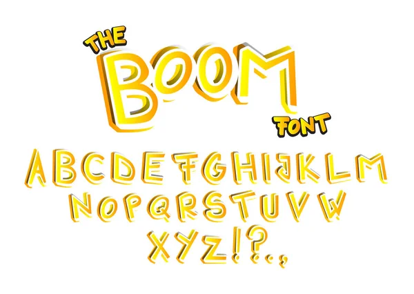 The Boom Font - libro de historietas, alfabeto de dibujos animados . — Vector de stock