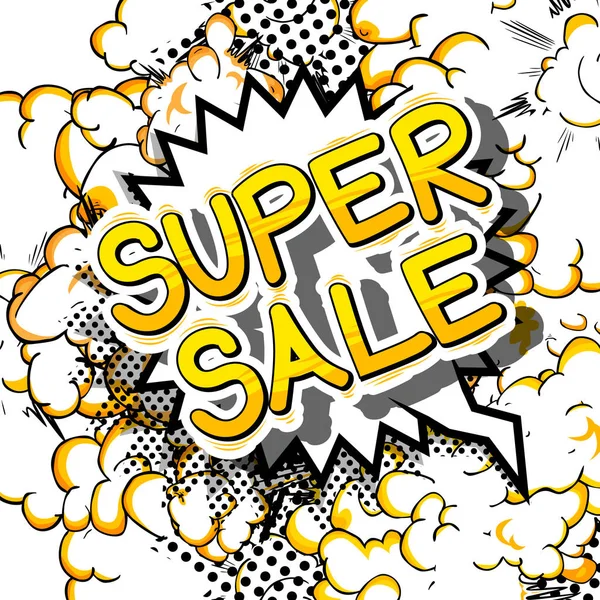 Super Sale - Comic book stijl woord over abstracte achtergrond. — Stockvector