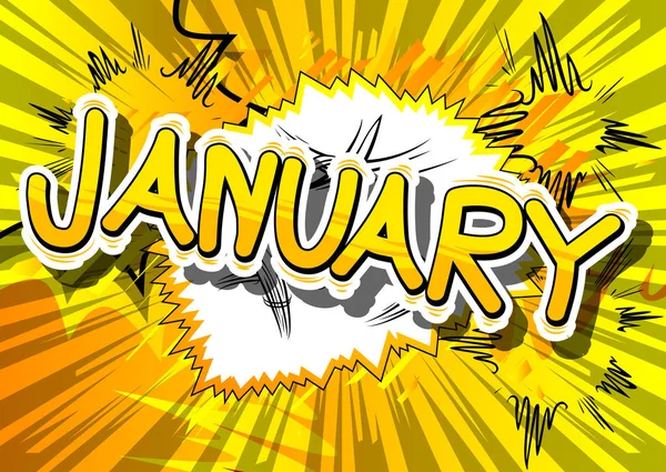 January - Comic book style word. — Stock Vector