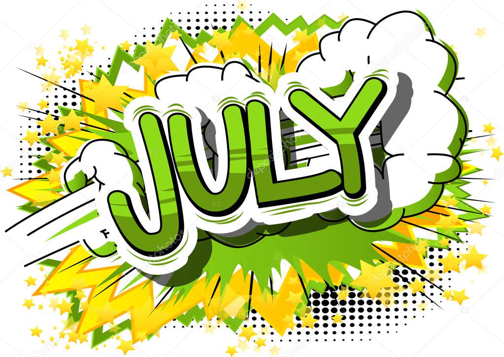 July - Comic book style word.