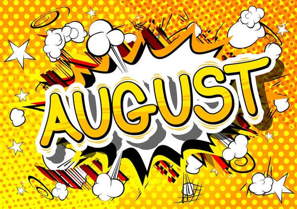 Agosto - Palabra de estilo de cómic . — Vector de stock