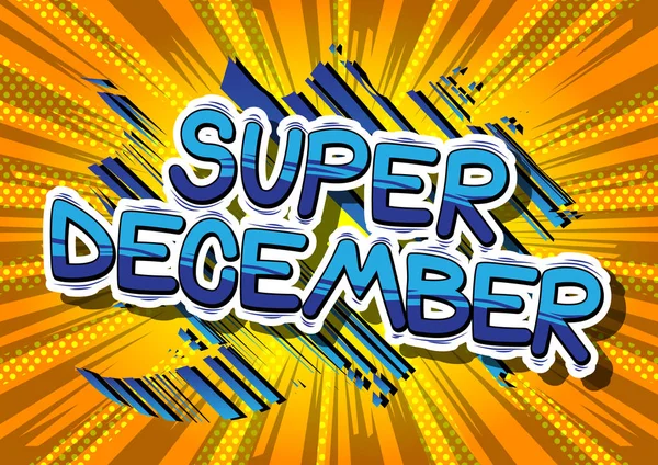 Super December - Kata bergaya buku komik . - Stok Vektor