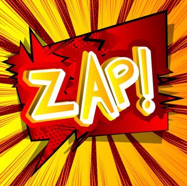 Zap! -Vektör çizgi roman tarzı ifade resimli.