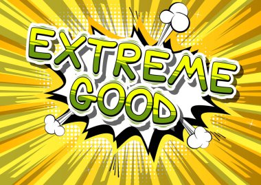 Aşırı iyi - arka plan üzerinde çizgi roman tarzı kelime.