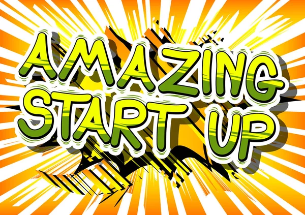 Erstaunliches Start-up - Phrase im Comic-Stil. — Stockvektor
