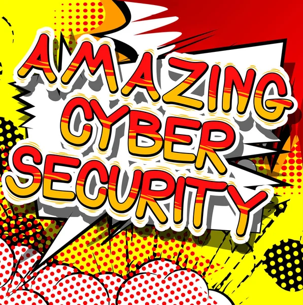 Segurança cibernética incrível - Comic palavra estilo livro . — Vetor de Stock