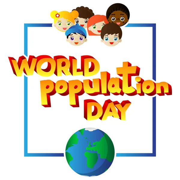 Vector geïllustreerd spandoek, wenskaart of poster voor de Werelddag van de bevolking. — Stockvector