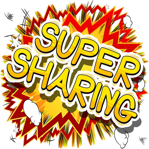 Super Sharing - Frase de estilo de livro cômico . —  Vetores de Stock