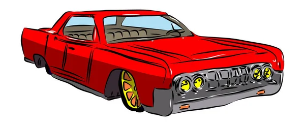 Vecteur illustré dessin animé voiture de luxe américaine sur fond blanc . — Image vectorielle