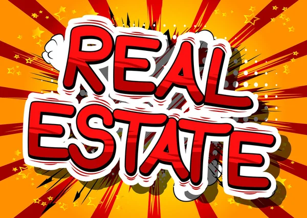 Real Estate - Comic book styl fráze. — Stockový vektor