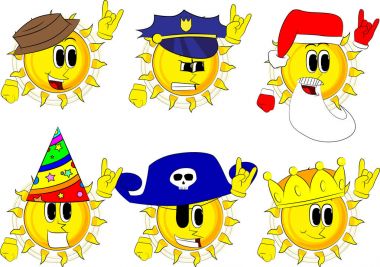 Çizgi film sun'ın rocker poz elinde.