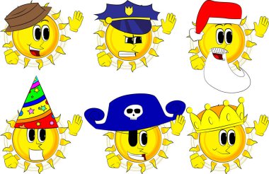 Kostüm ile el sallayarak ile çizgi film güneş.