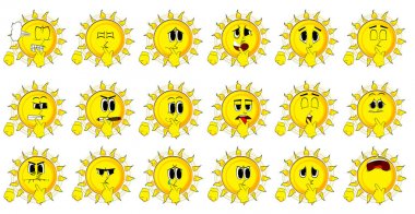 Parmak açık ağzının holding karikatür güneş.