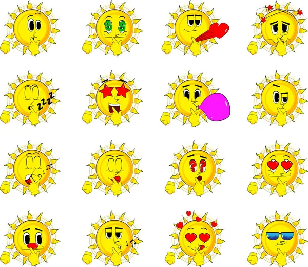 Parmak açık ağzının holding karikatür güneş.