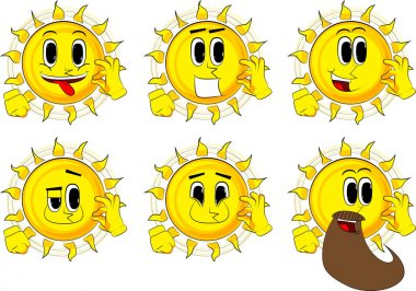 Ok işaret gösteren çizgi film güneş.