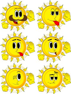 Çizgi film güneş tutan el onun kulağına, dinleme.