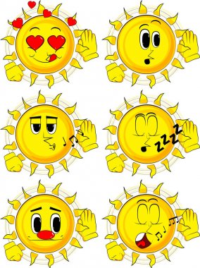 Çizgi film güneş tutan el onun kulağına, dinleme.