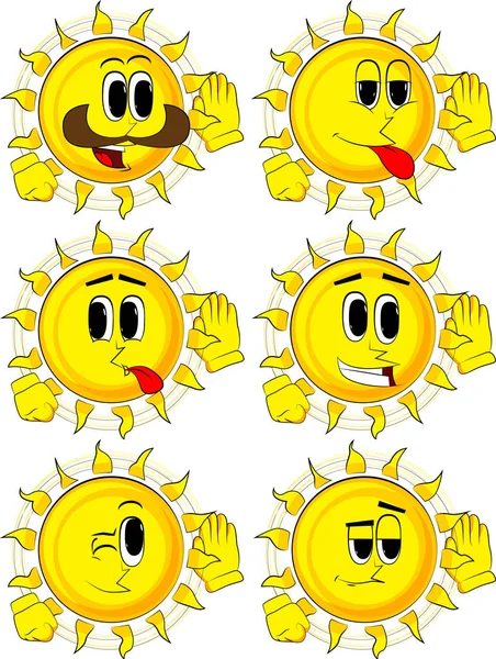 Çizgi film güneş tutan el onun kulağına, dinleme.