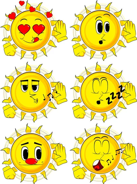 Çizgi film güneş tutan el onun kulağına, dinleme.