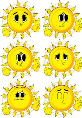 V işaret gösteren çizgi film güneş.