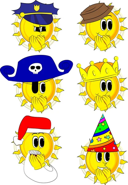 Eller üzerinde ağız güneşle çizgi film.