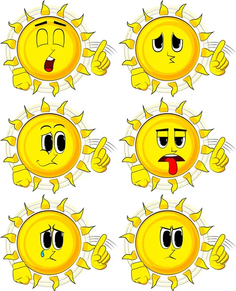 Карикатурное солнце, говорящее "нет" пальцем — стоковый вектор