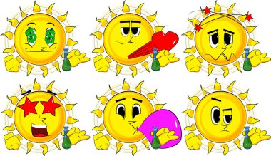 Tüp bebek tutan karikatür güneş.