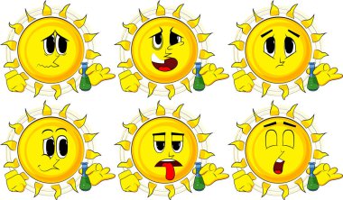 Tüp bebek tutan karikatür güneş.