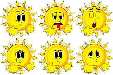 Çizgi film güneş düşünme ya da onun sol tarafına işaret.