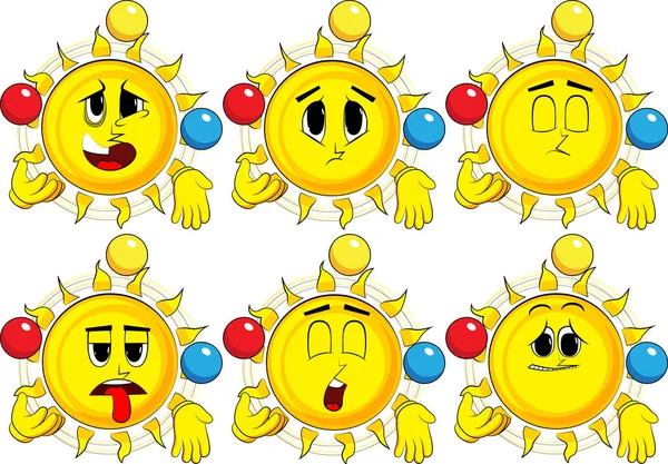 Dibujos animados sol malabarista . — Vector de stock