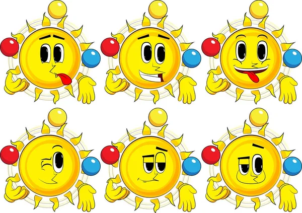 Dibujos animados sol malabarista . — Vector de stock