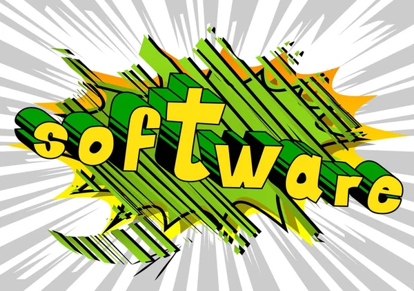 Software - Cuvânt în stil benzi desenate . — Vector de stoc