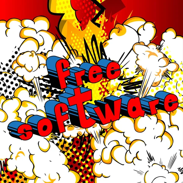 Freie Software - Wort im Comic-Stil. — Stockvektor
